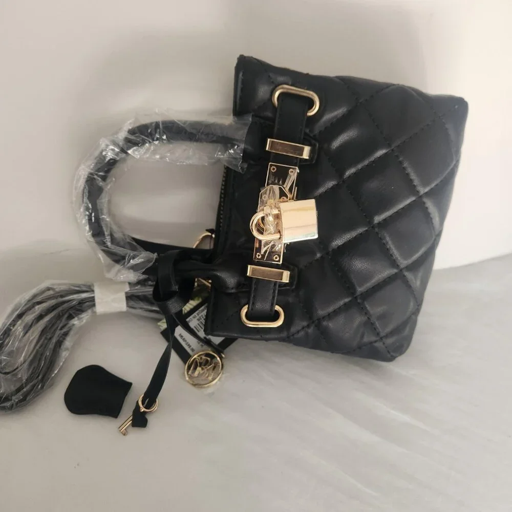 Badgley Mischka Mini Diamond Quilted Tote with front lock NWT - Picture 7 of 12